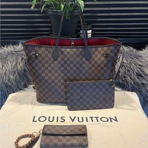 Louis Vuitton Damier Ebene Neverfull and Pouch
